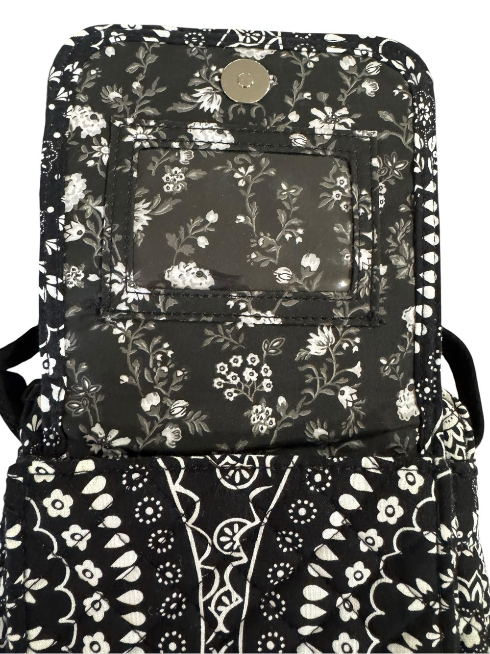Vera Bradley Mini Hipster Black White Floral Crossbody Bag Purse - Picture 5 of 8
